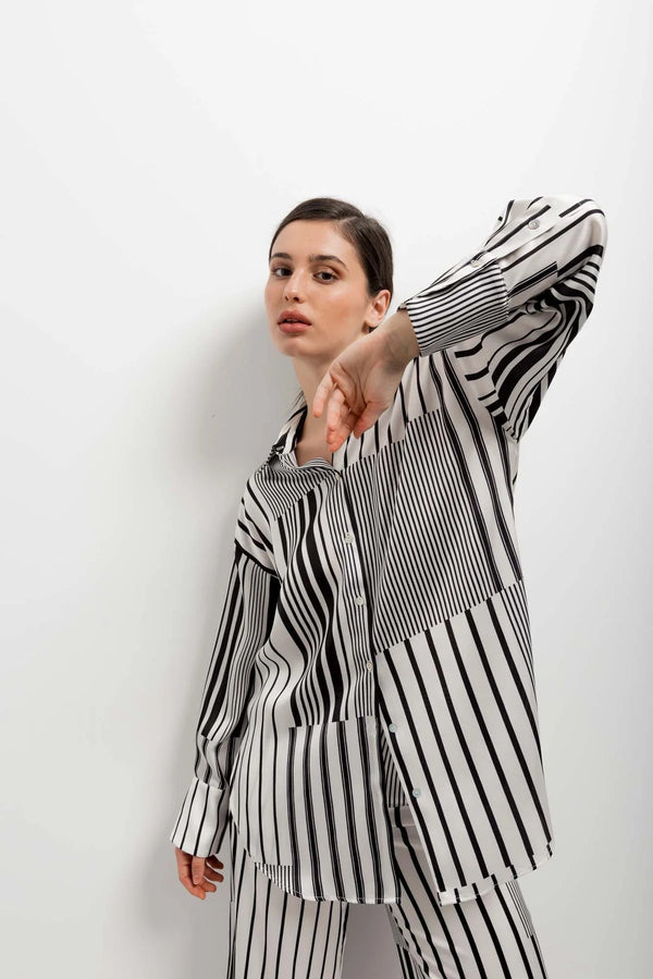 CAMICIA OVERSIZE RIGHE VERTICALI