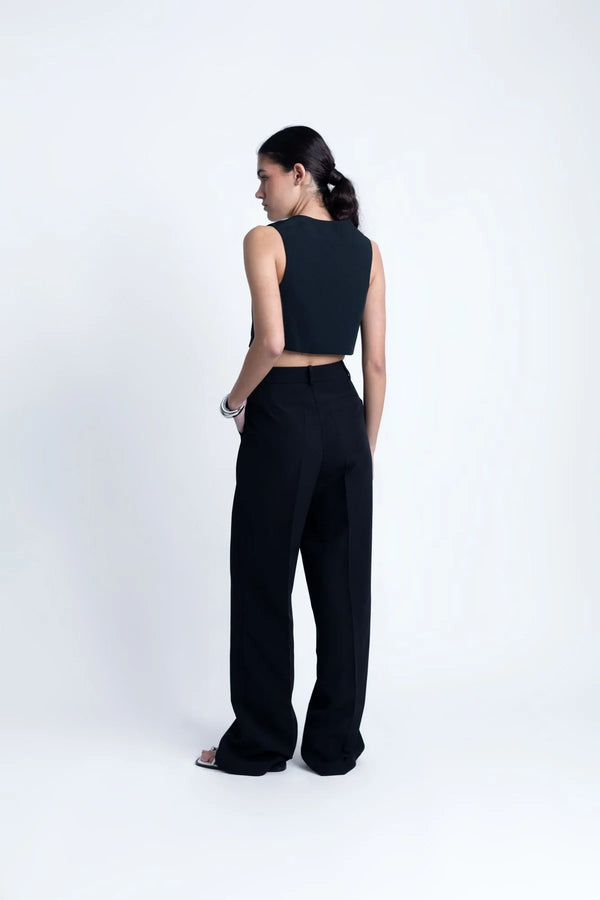 PANTALONE CON PIEGHE NERO