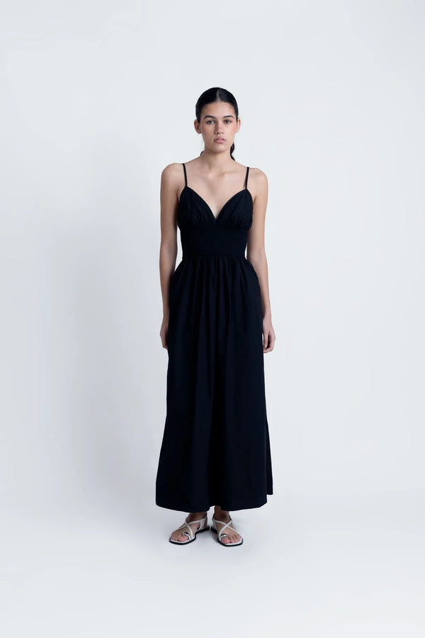 ABITO MIDI NERO RICAMATO