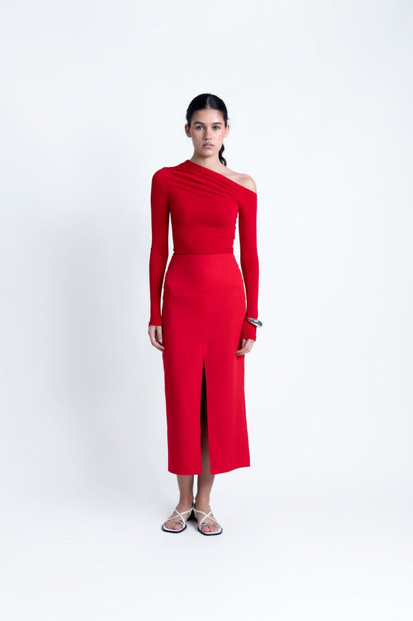 TOP ASIMMETRICO ROSSO