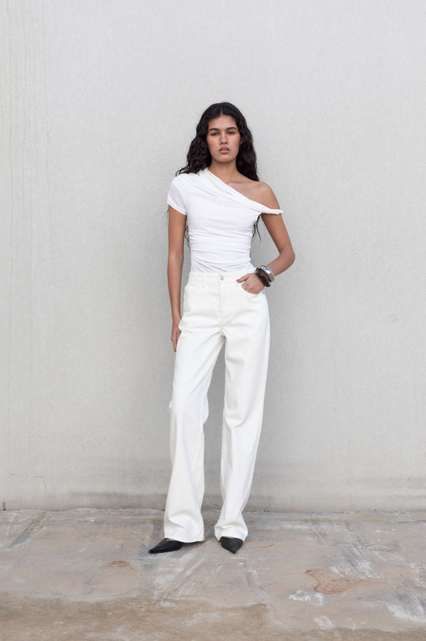 JEANS WIDE LEG BIANCO