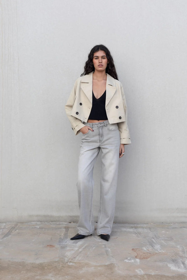 JEANS WIDE LEG GRIGIO